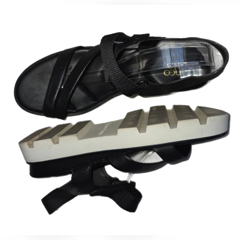 Franco Sarto Urla Platform Black Leather Strappy Sandals Size 11M - Picture 5 of 9